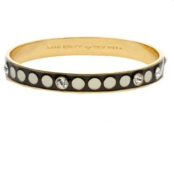 Kate Spade New York Idiom Bangle Bracelet Gold Tone Rhinestone Dotted - Picture 1 of 7